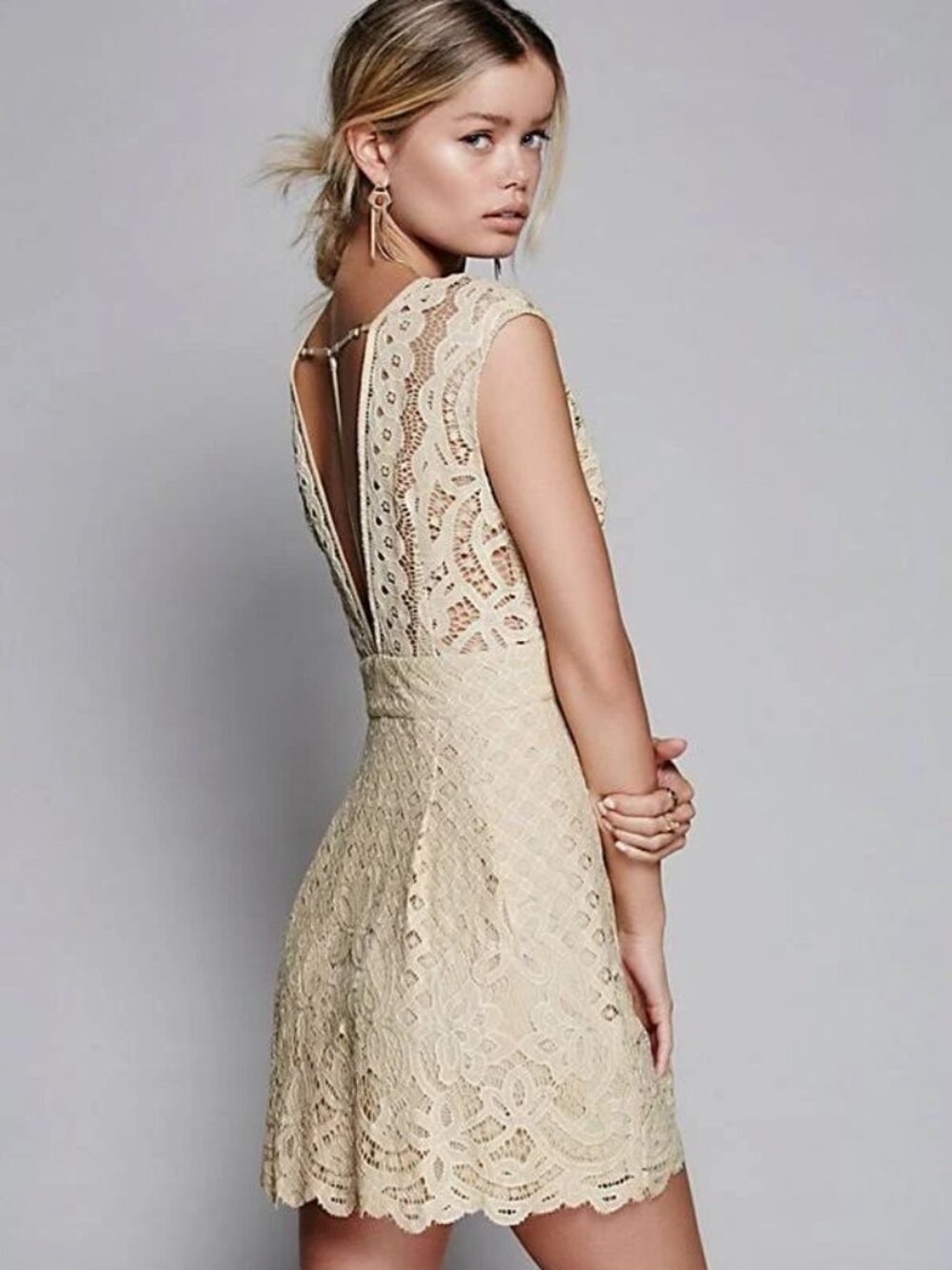 Free People One Million Lovers Ivory Lace Mini Dress NWT Size 4